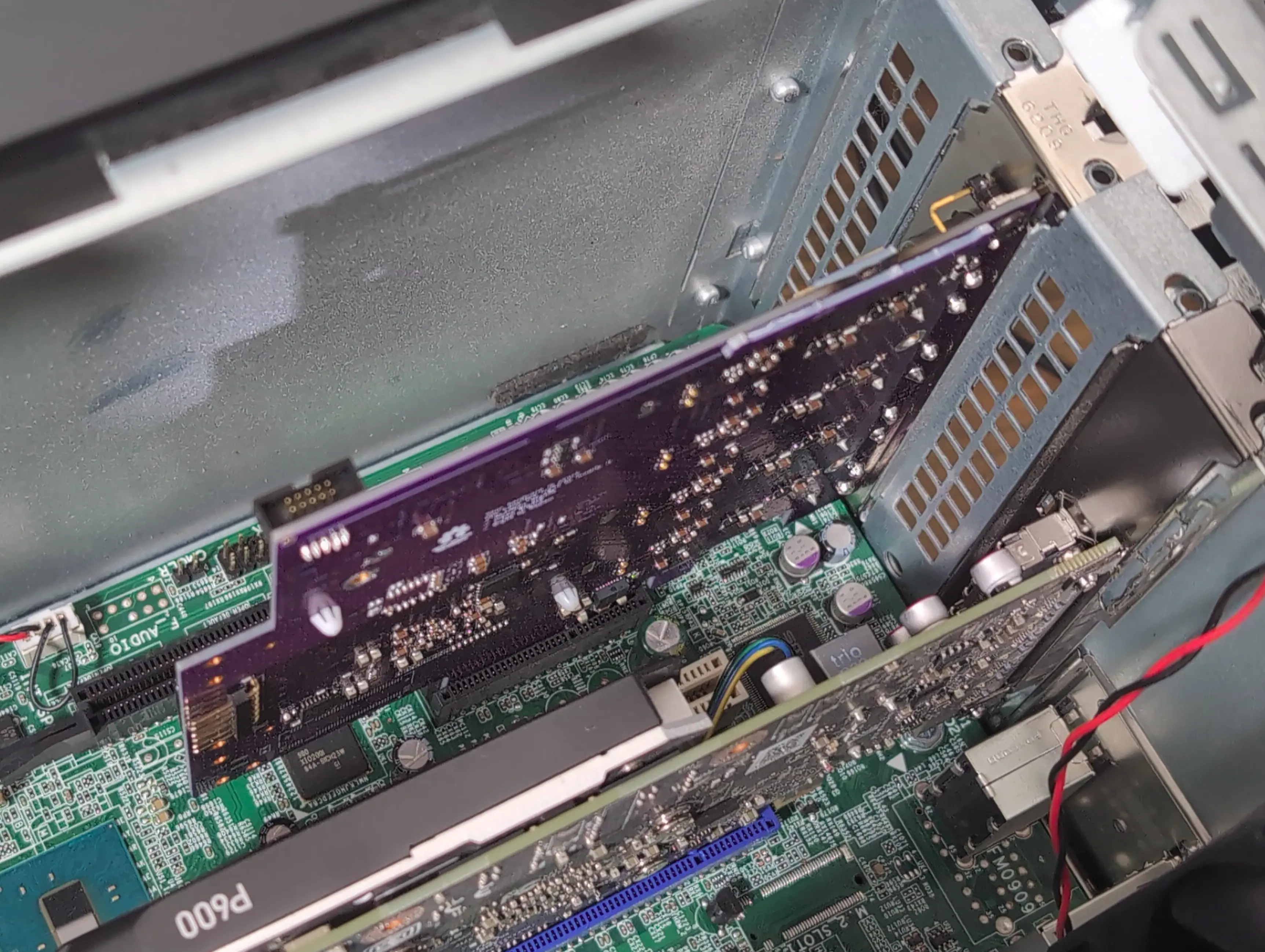 ThunderScope PCIe card installed in a motherboard's PCIe slot